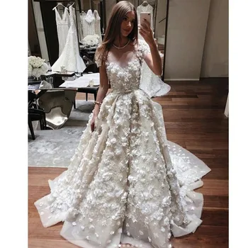 3d flower bridal gown