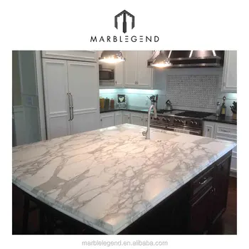 Incredible Kitchen Custom Made Grey Veins White Marble Countertop