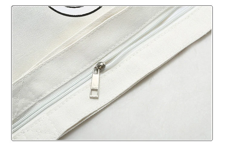 Reusable 12oz cotton canvas tote bag with zipper canvas bag for women