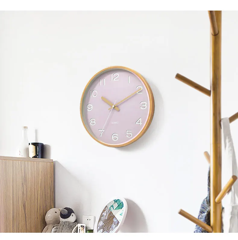 China Manufacture 12 Inch Weave Pattern Wooden Style Wall Clock Chinese