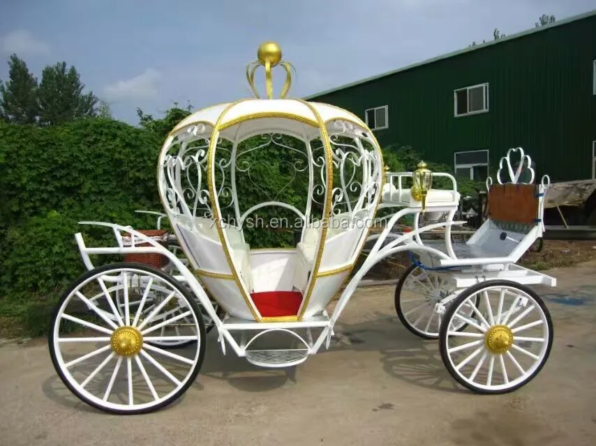 Luxury White Sightseeing Horse Cart/wedding Full Hood Horse Wagon