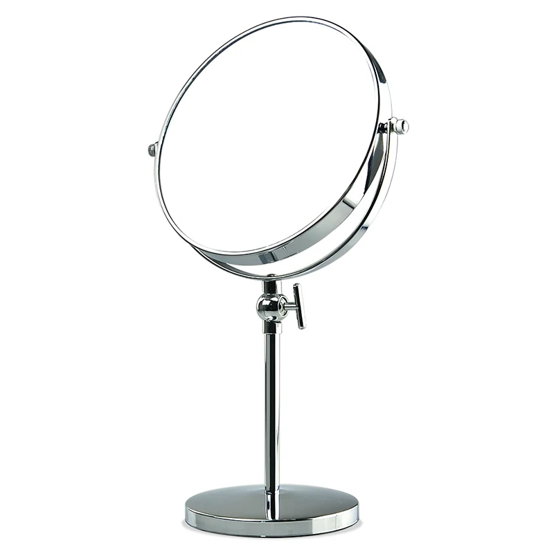 Round Iron Chrome Plated Double Sided Countertop 10x Magnifying Mirror