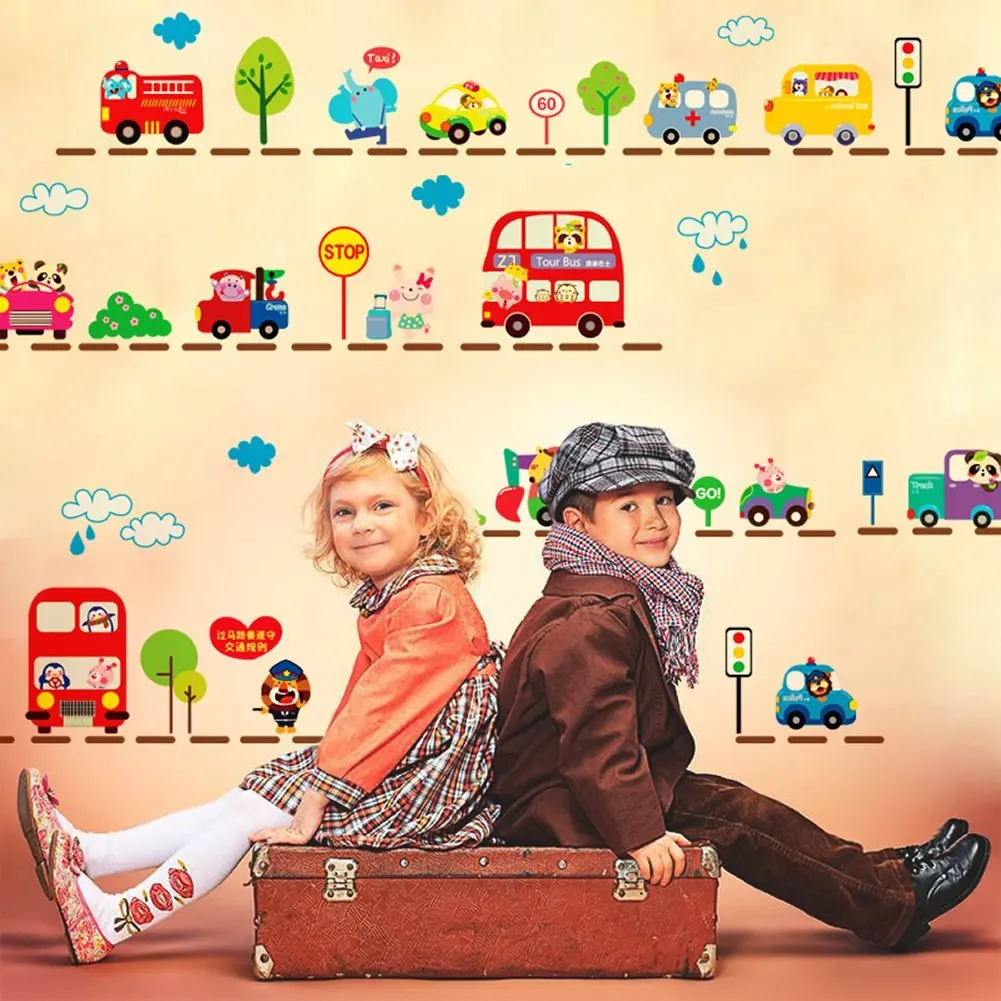 City Transportation Bus Decorative Kids' Room Peel & Stick Wall Art Sticker Decals