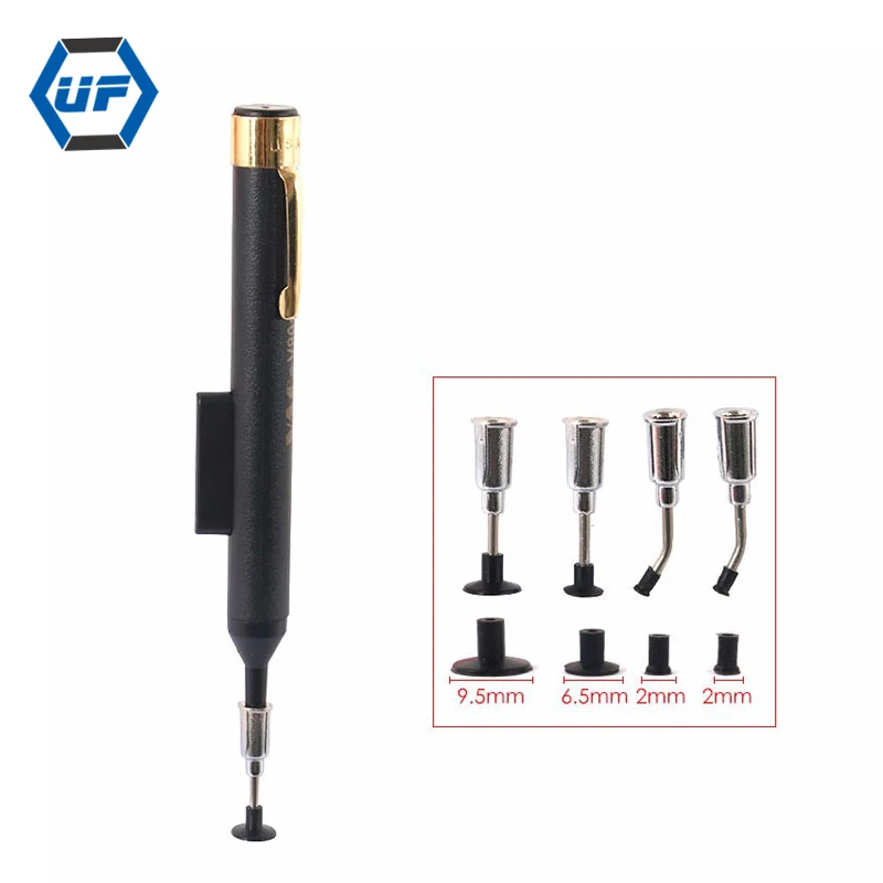 1Set Black Rubber IC Pick Up Vacuum Sucking Pen with 4 Suction Heads SMD Picker Pickup Tool Vacuum Pump Pen Set