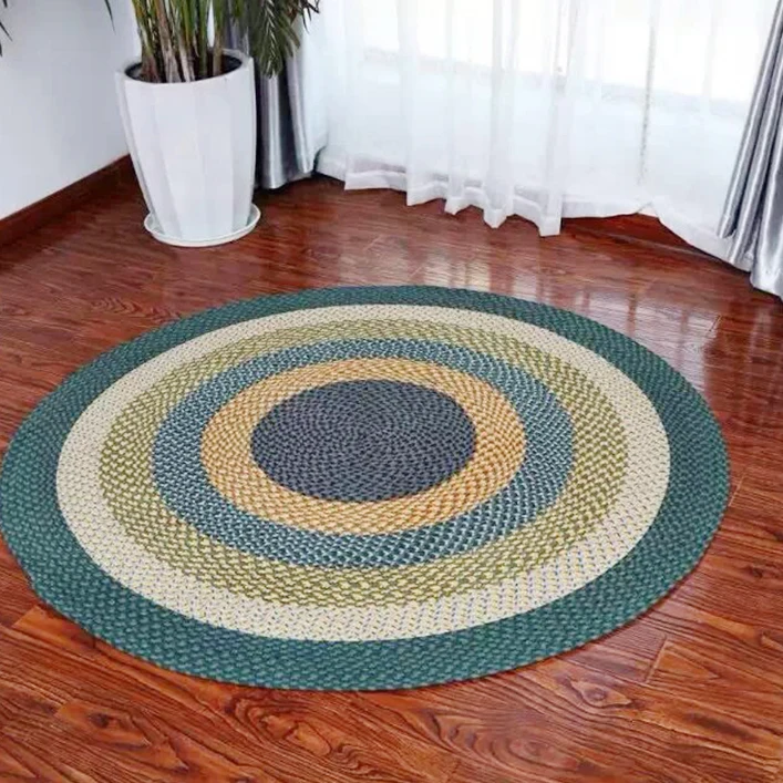 House Rooms Cotton Jute Rugs Hand Made Round Polypropylene Braided House Rooms Cotton Jute Rugs Hand Made Round Polypropylene Braided Loop Pile Pattern
