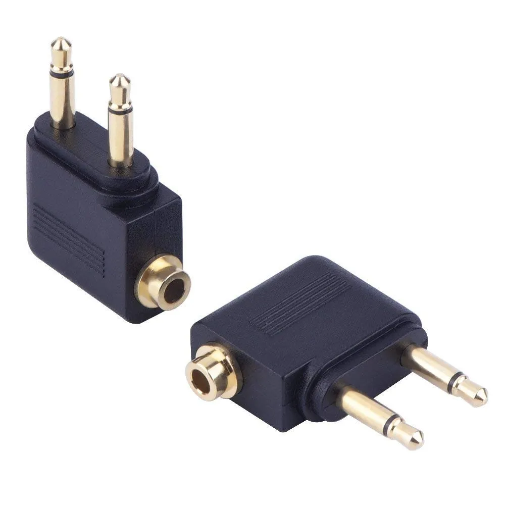 Airplane Airline Flight Adapters For Headphones (3 Pack,Golden Plated