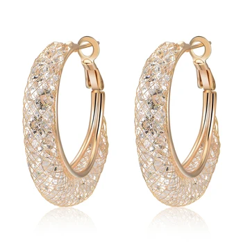 Best Ing Fashion Jewelry Gold Hoop Mesh Crystal Earrings View Best Ing Fashion Jewelry Gold Hoop Mesh Crystal Earrings