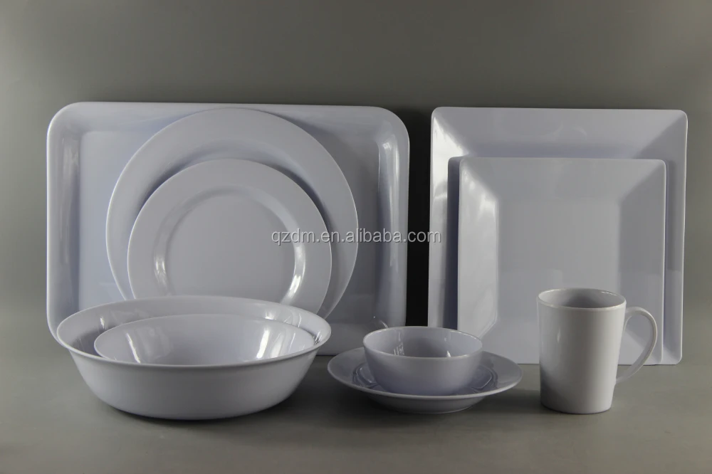 100% Melamine Dinner Set,White Melamine Plastic Tableware Set