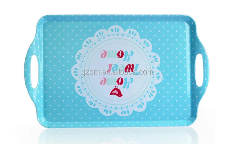 Plastic Melamine Fast Food Serving Tray With Handles