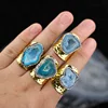 AM-YYT40 Wholesale Gorgeous Natural Blue Druzy Agate Ring,Crystal Stone Druzy Women Ring Jewelry
