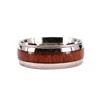 8mm Titanium Milgrain Edge with Hawaiian Koa Rosewood Inlay Wedding Band Ring For Him or Her