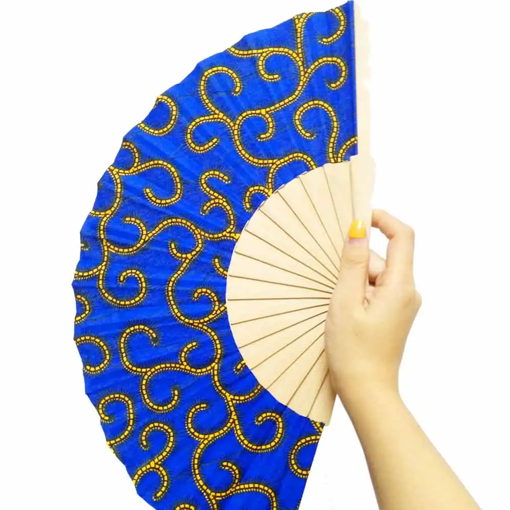 2019 Custom Printed Folding Hand Fan African Ankara Gift Bamboo Fan 100