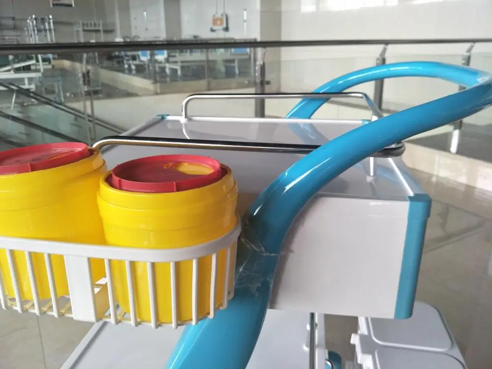 ABS Material Medical Hospital Patients Instrument Cart Treatment Trolley with 1 drawer 3 shelves
