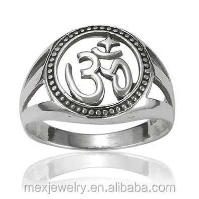 925 Oxidized Sterling Silver Calligraphy Style Yoga Aum Om Ohm Sanskrit Band Ring Unisex Size 8 