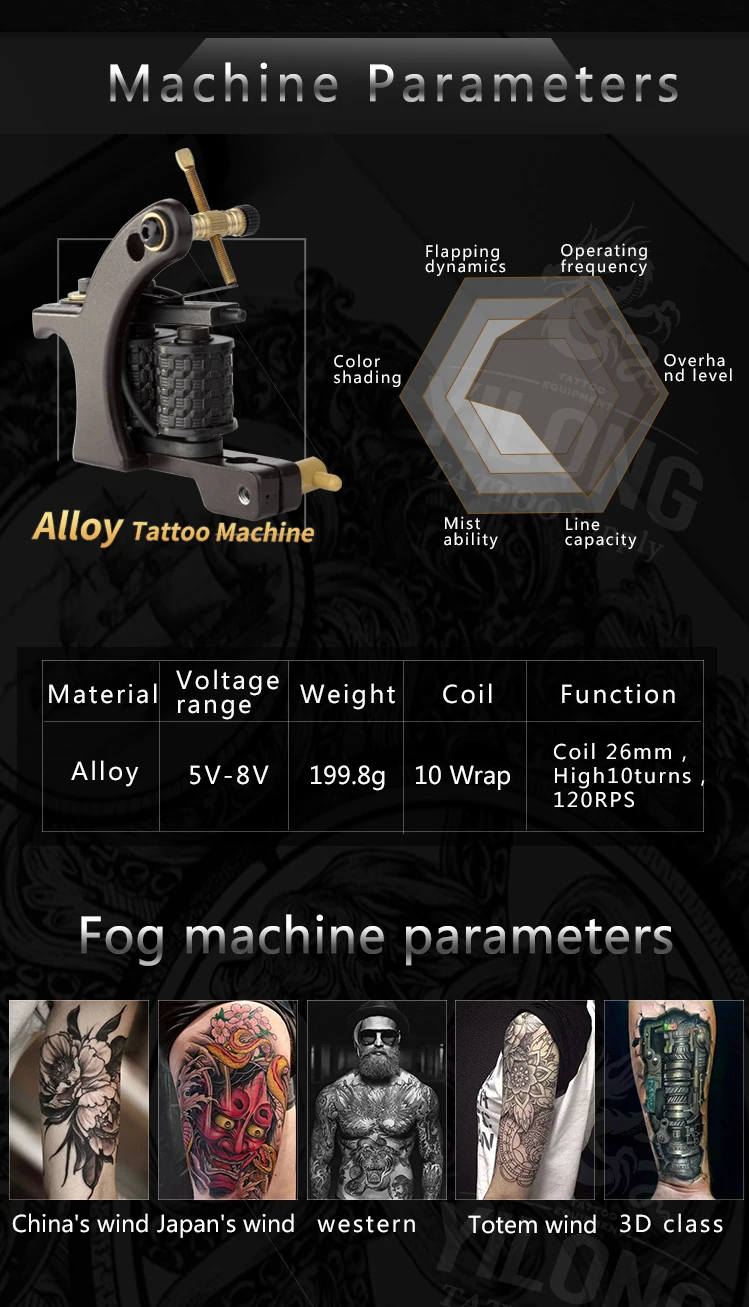 Yilong Tattoo Alloy  Tattoo Coil  Cut Mould Machine 10 Wrap steel Iron Core Machine