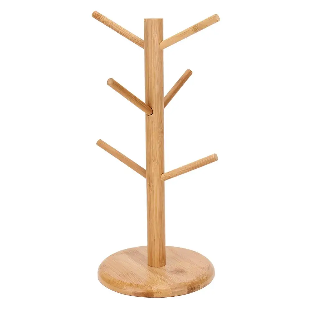 Unfinished Beech Wood Coffee Mug Tree Tea Cup Holder Stand Mug Storage