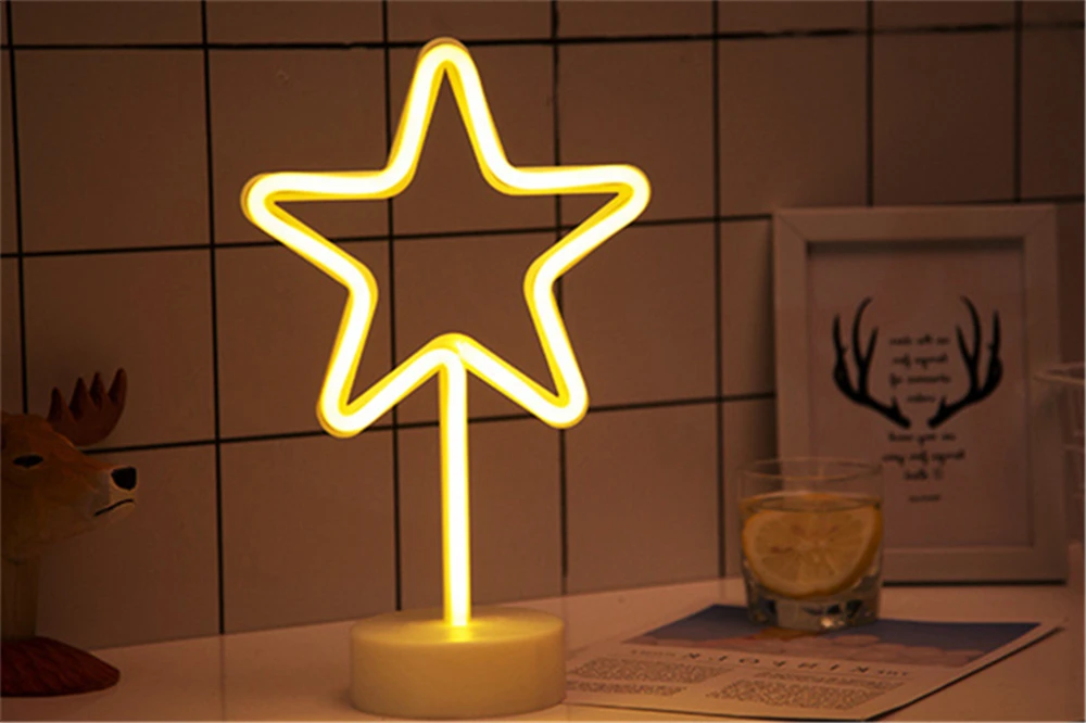 DDZX1025 Plastic Star Shape LED Neon Sign Decoration Light