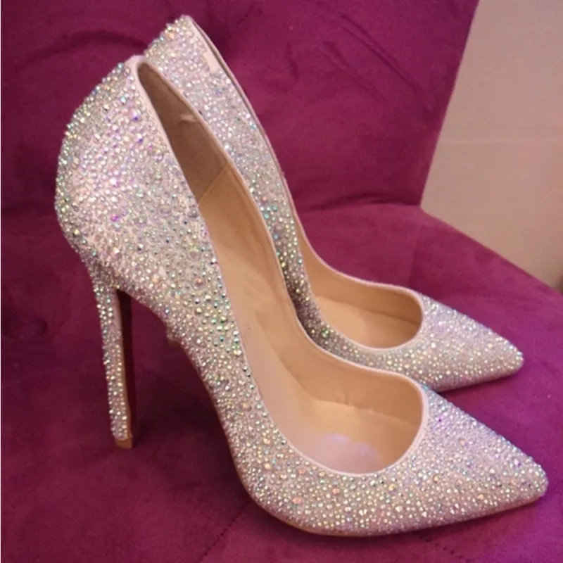 bling bling amazing rhinestone red bottom brand high heel shoes women wedding party fashion shoes