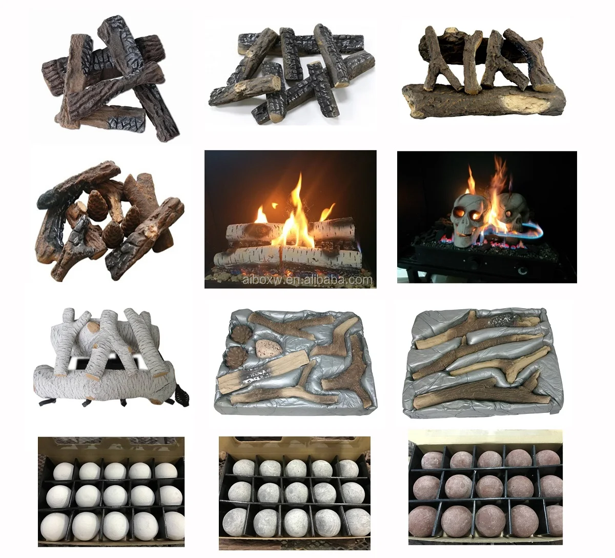 Fire Replacement Wood Ceramic Logs Decoration For Gas And Bioethanol
