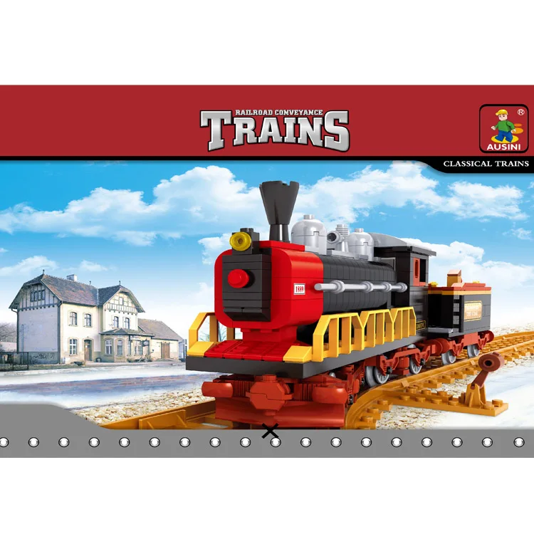 Ausini Trains 406 PCS Building Blocks,Classical Train,Vintage Railway Train Toy