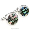 Wholesale China manufacturer jewelry colorful shell round cufflinks,bright colorful Sea shells cufflinks
