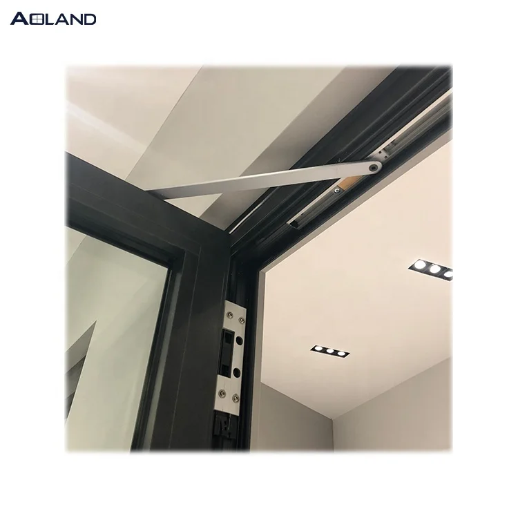 Aluminum plate glass french door design  with invisible door closer