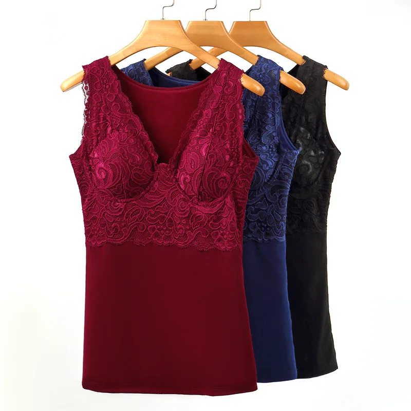 
Women Winter Seamless Shapewear padded camisole Vest Thermal Underwear 