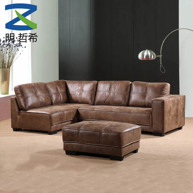 En Forma De L En La Habitación De Sofá De Cuero De Guangdong Muebles De