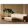 Lobby fireplace poolside platform use beige wicker loveseats and lounge chair set outdoor hotel furniture