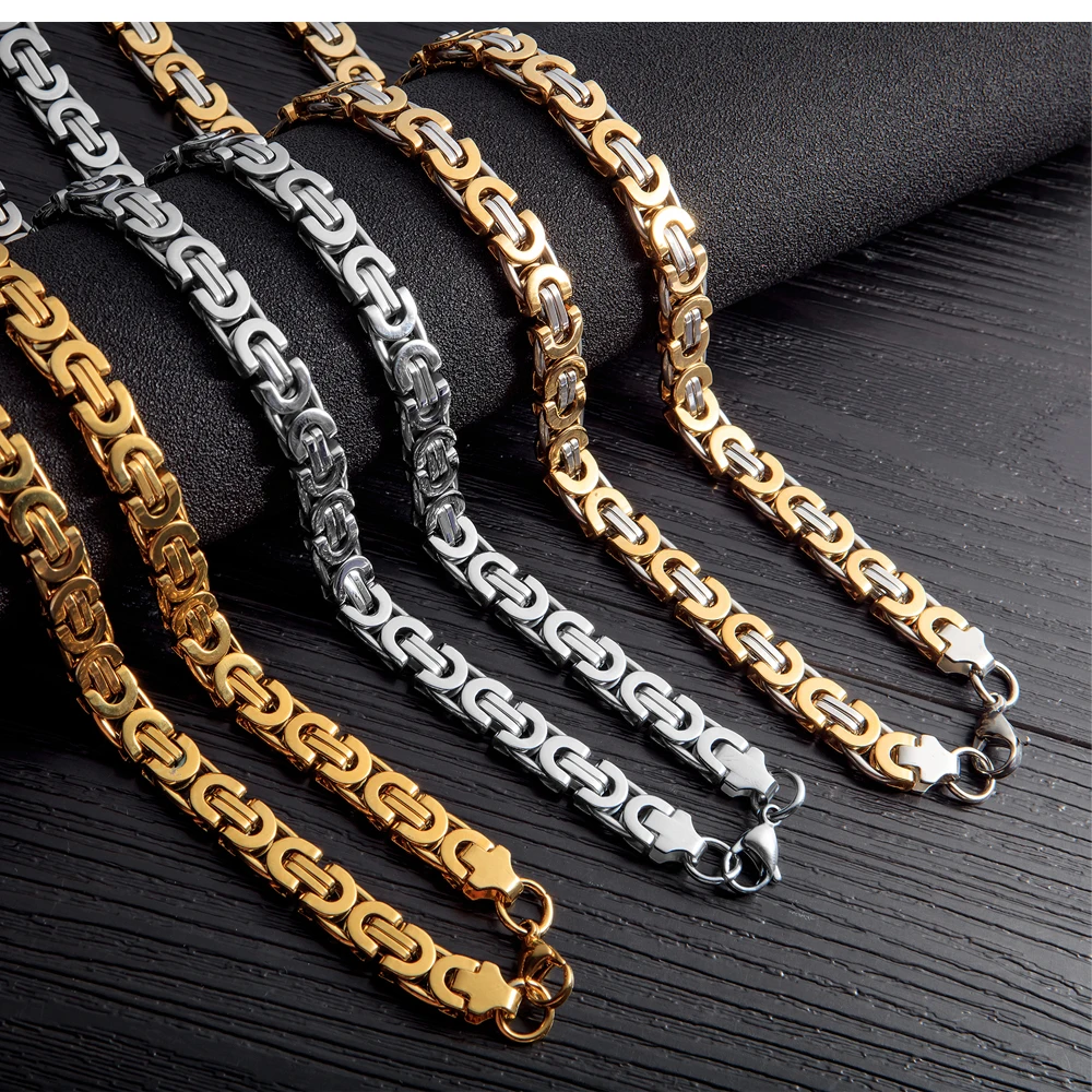 Punk Style Bike Chain Link Chunky Necklace Stainless Steel Gold Necklace For Men Buy Necklace