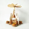 Wooden nativity Christmas tealight pyramid handicrafts