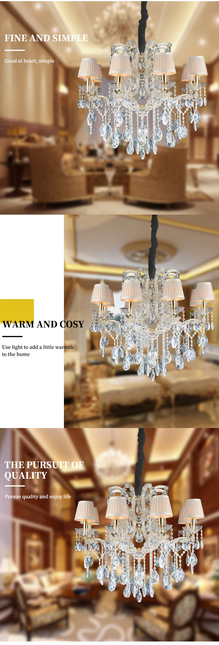 Hot sale home decorative living room lighting luxury led crystal chandelier