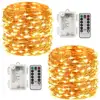 Battery Operated Waterproof Fairy String Lights with Remote Control Timer 8 Modes 33ft Copper Wire Christmas Lights
