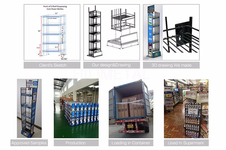 Top Sale Floor Standing Metal Display Rack With Hooks For Store Sale