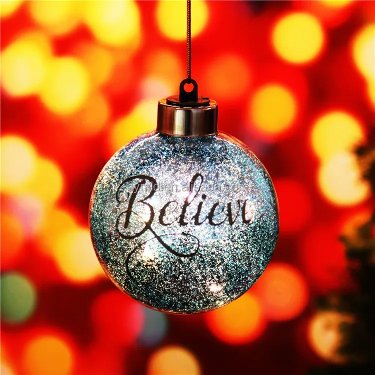 Christmas Glass Balls With Led Light Decorative Ornament Buy