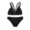 2018 Pure Black Two Piece High Waist Bathing Suits Hot Sexy Open Bikini