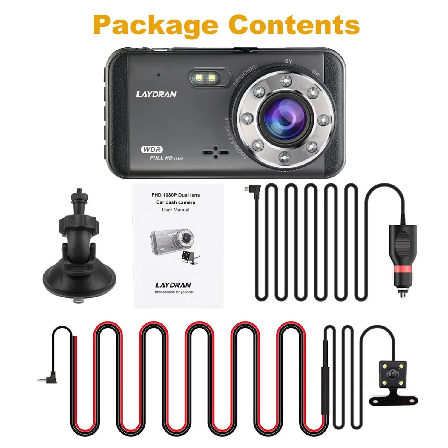 Ultra Hd 1296p Incar Camera,Super Night Vision 170 Degree Wide View