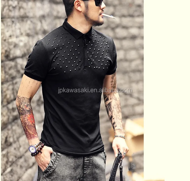 Custom Brand Name Elegant Rivet Men Polo T shirt Plus Color Plus Size Outdoor Polo Shirt Buy 
