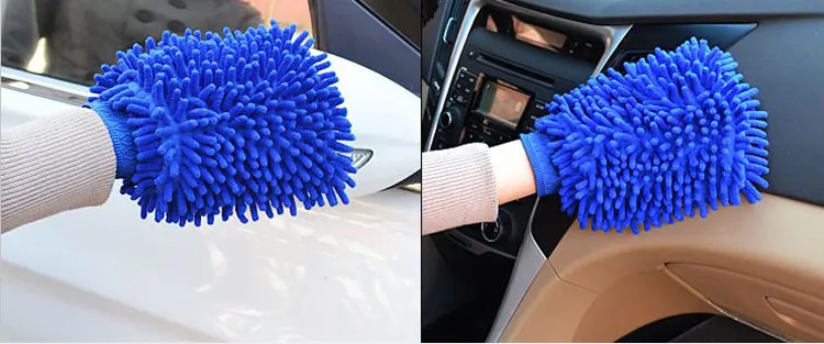 High Quality One-Sided Waterproof Car Wash Mitt Microfiber Chenille Cleaning Glove