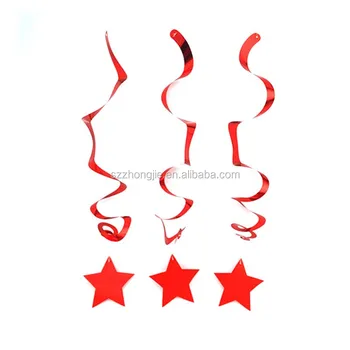 Red Star Foil Swirl Ceiling Decoration Home Party Red Star Foil Swirl Ceiling Decoration Home Party