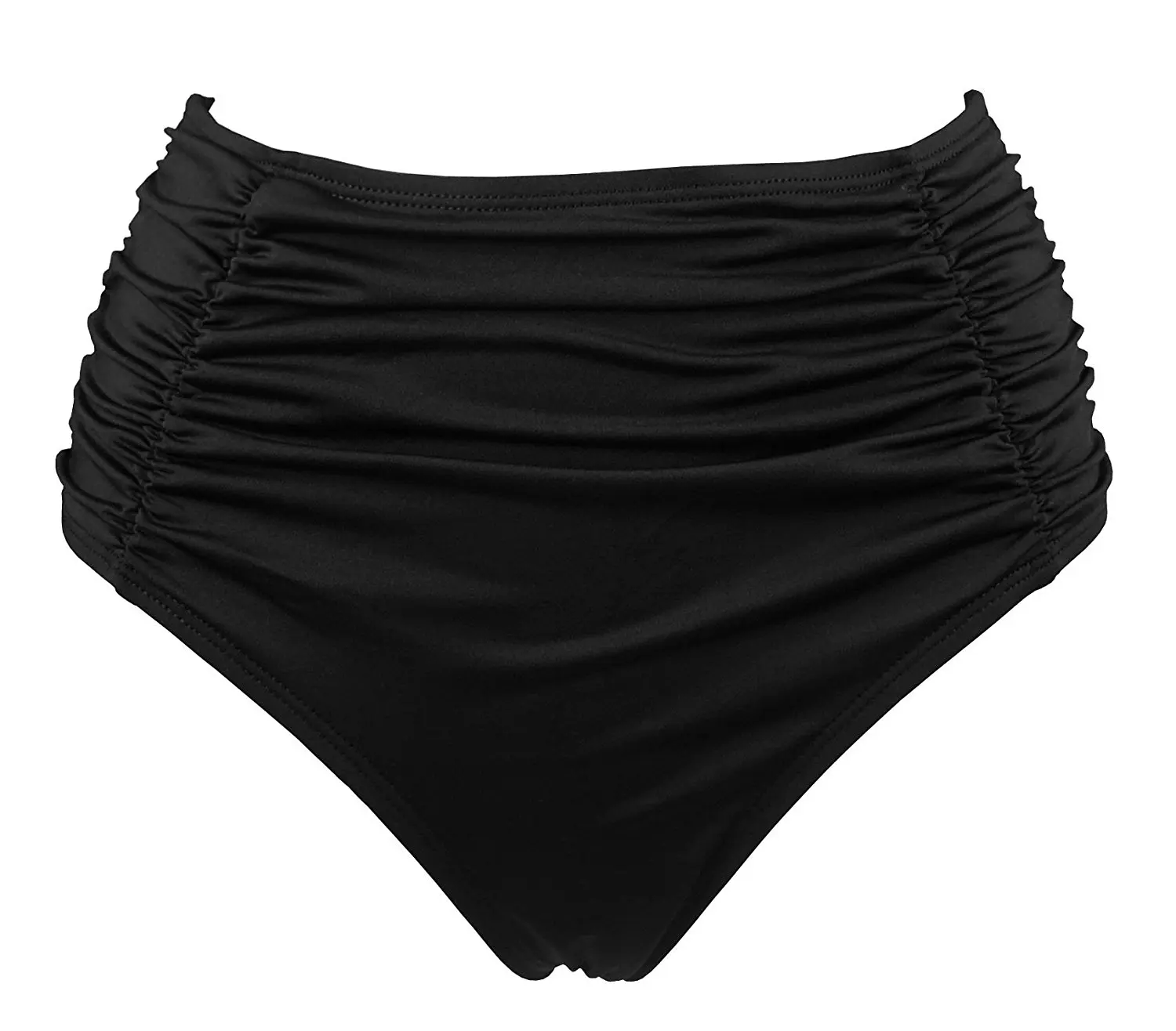 COCOSHIP Women's Black High Waisted Bikini Bottom Side Ruching Bikini Swim...
