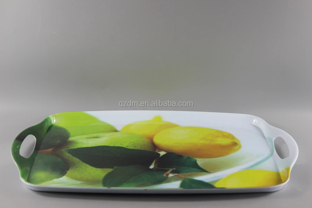 2 Handled Melamine Large Serving Trays 19 Inch