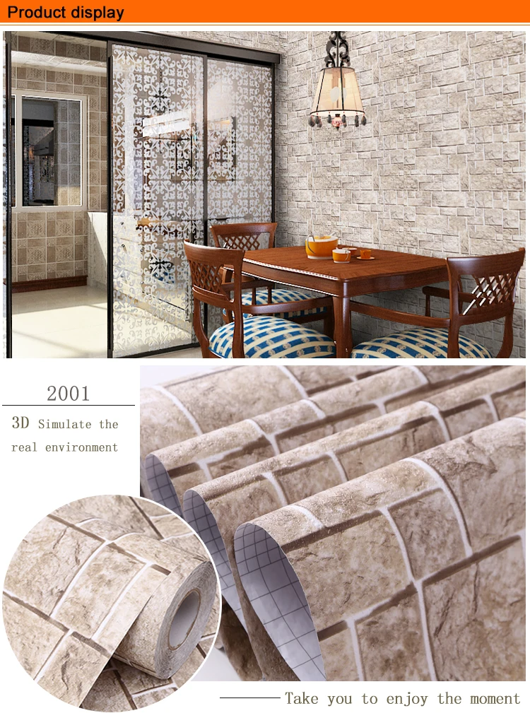 Manufacturer supply 0.61*50M PVC self adhesive brick design wallpaper for home decoration