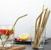stainless steel bent straw, Gold planted Drinking Straw for Beer, vodka/Beer Wine/cups/mugs