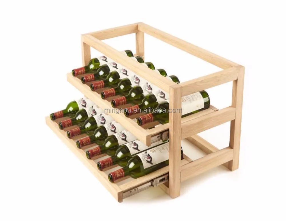 High Quality Smart Pull Out Solid Wood Wine Storage Rack Drawer