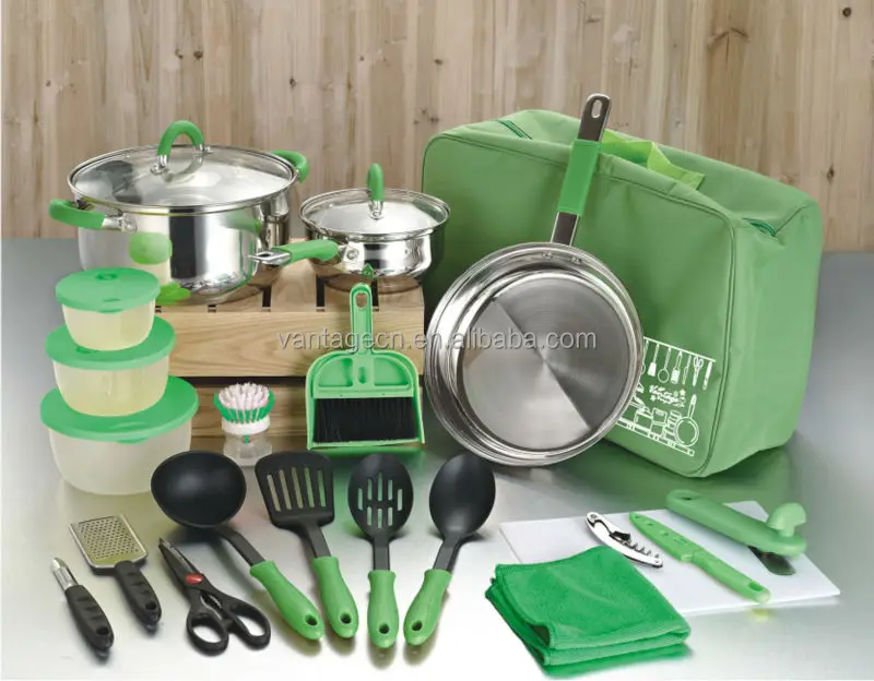 
23 Pieces Camping Nylon Stainless Steel Kitchen Set Cookware Set 