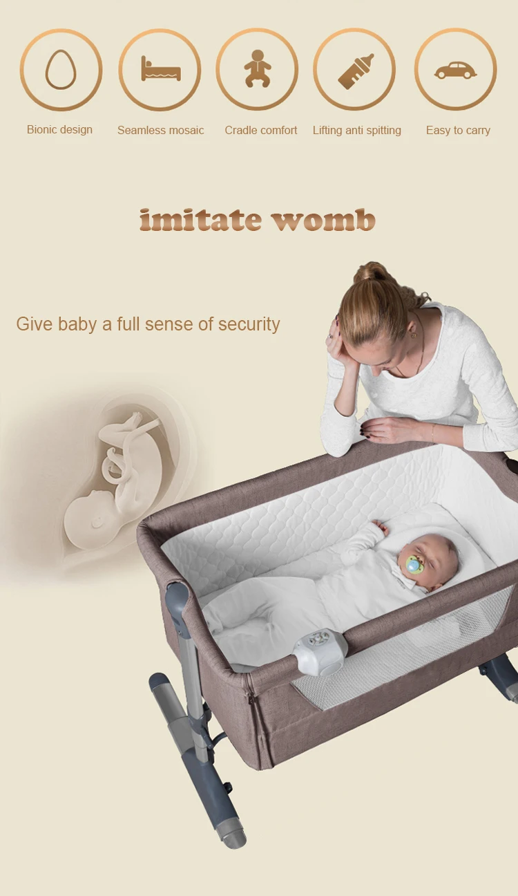 New Born Adjustable Swing Rocking Baby Cot Bed Attachable Bed Portable
