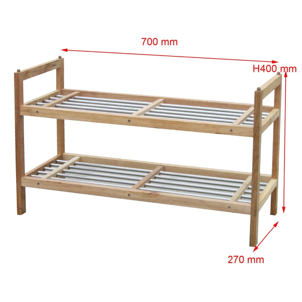 Two Tier Shoe Rack With Wood And Stainless Steel Buy Shoe Racks Product On Alibaba Com