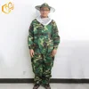 Promotion bee suit type camouflage jumpsuits with veil and 2-way zipper