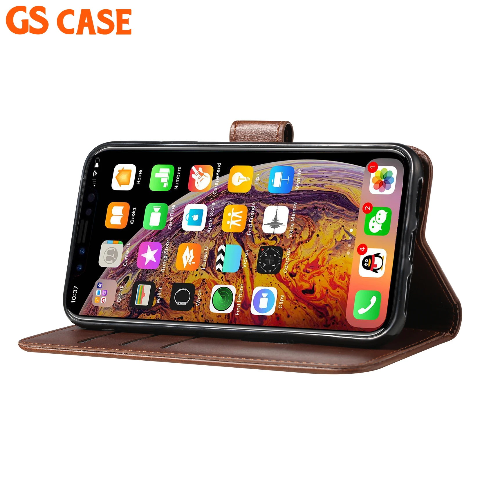 OEM PU Leather Mobile Flip Cover For Iphone XR Phone Wallet Case,GSCASE Wallet Leather Case For Iphone XS MAX